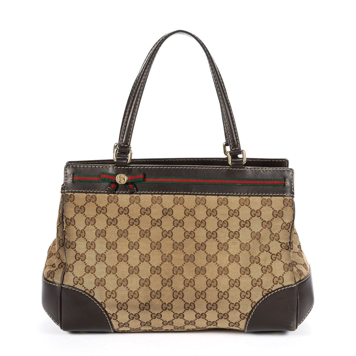 Gucci Mayfair Tote Beige Dark Brown GG Canvas