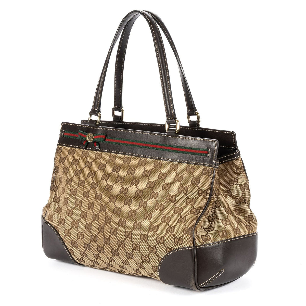 Gucci Mayfair Tote Beige Dark Brown GG Canvas — view 2