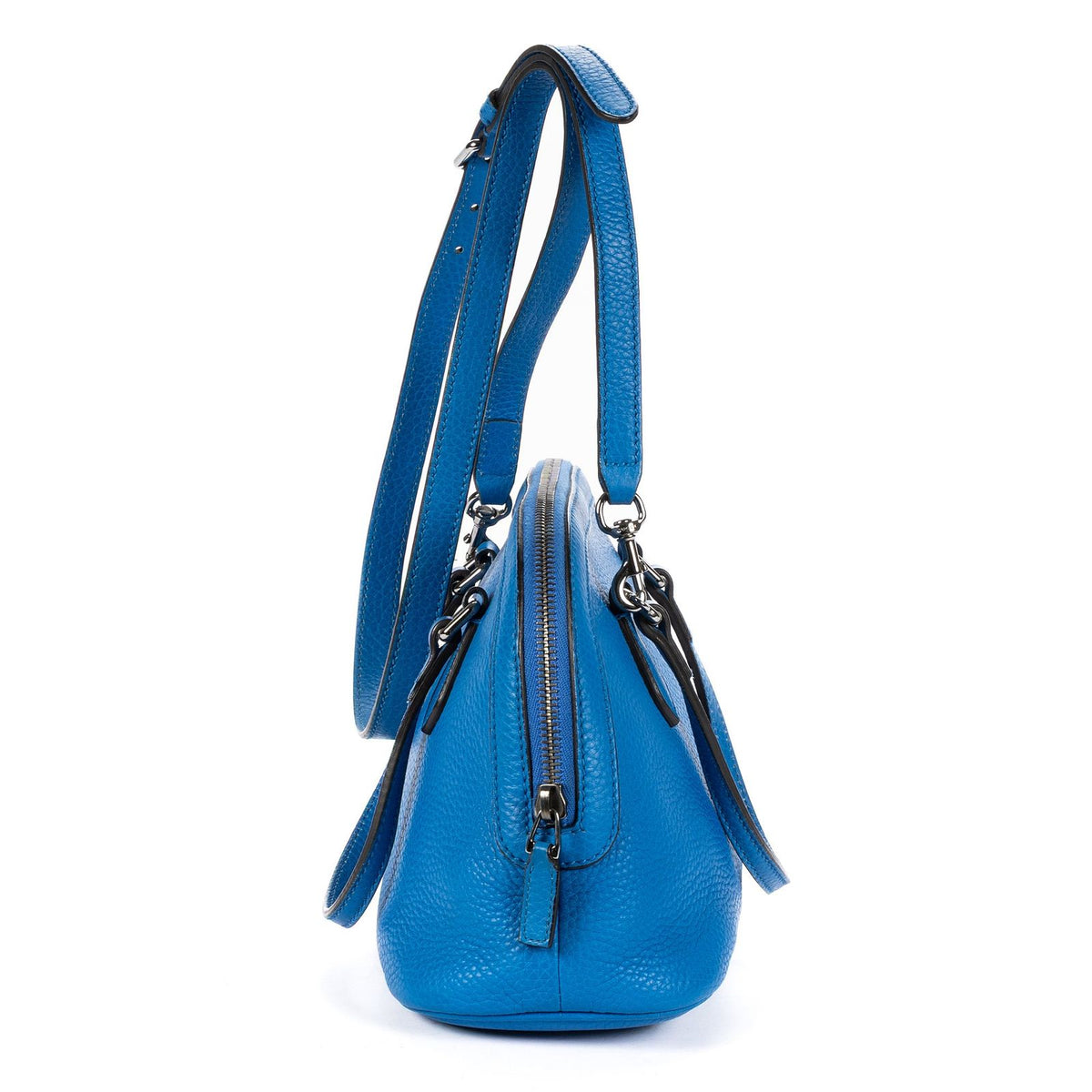 Gucci Dome Shape Crossbody Shoulder Bag Blue Grain Calfskin Leather — view 4