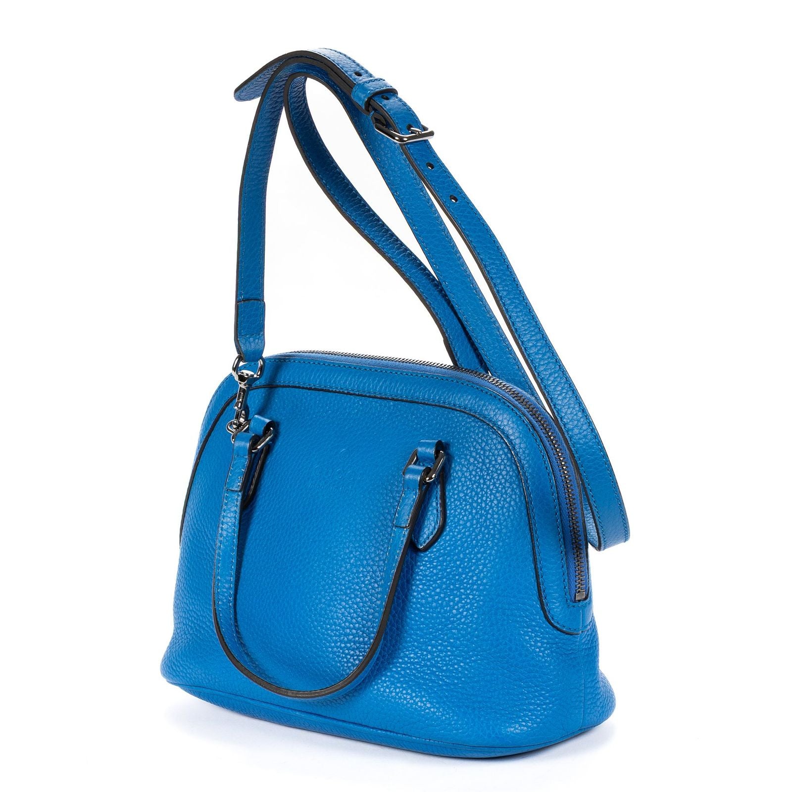 Gucci Dome Shape Crossbody Shoulder Bag Blue Grain Calfskin Leather — view 2