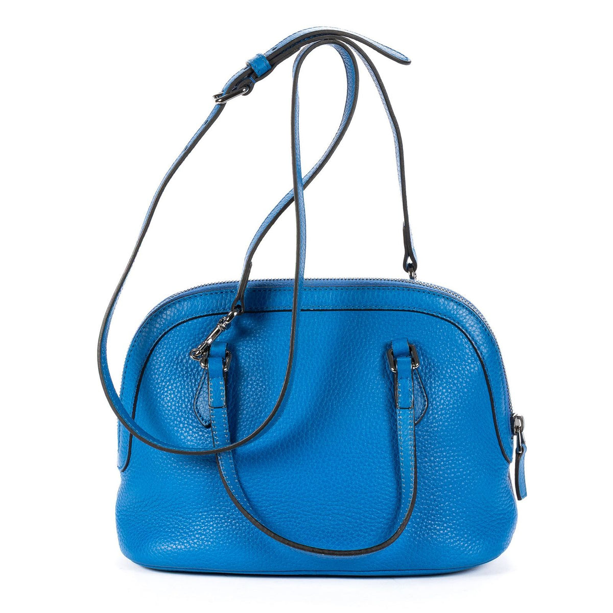 Gucci Dome Shape Crossbody Shoulder Bag Blue Grain Calfskin Leather — view 5