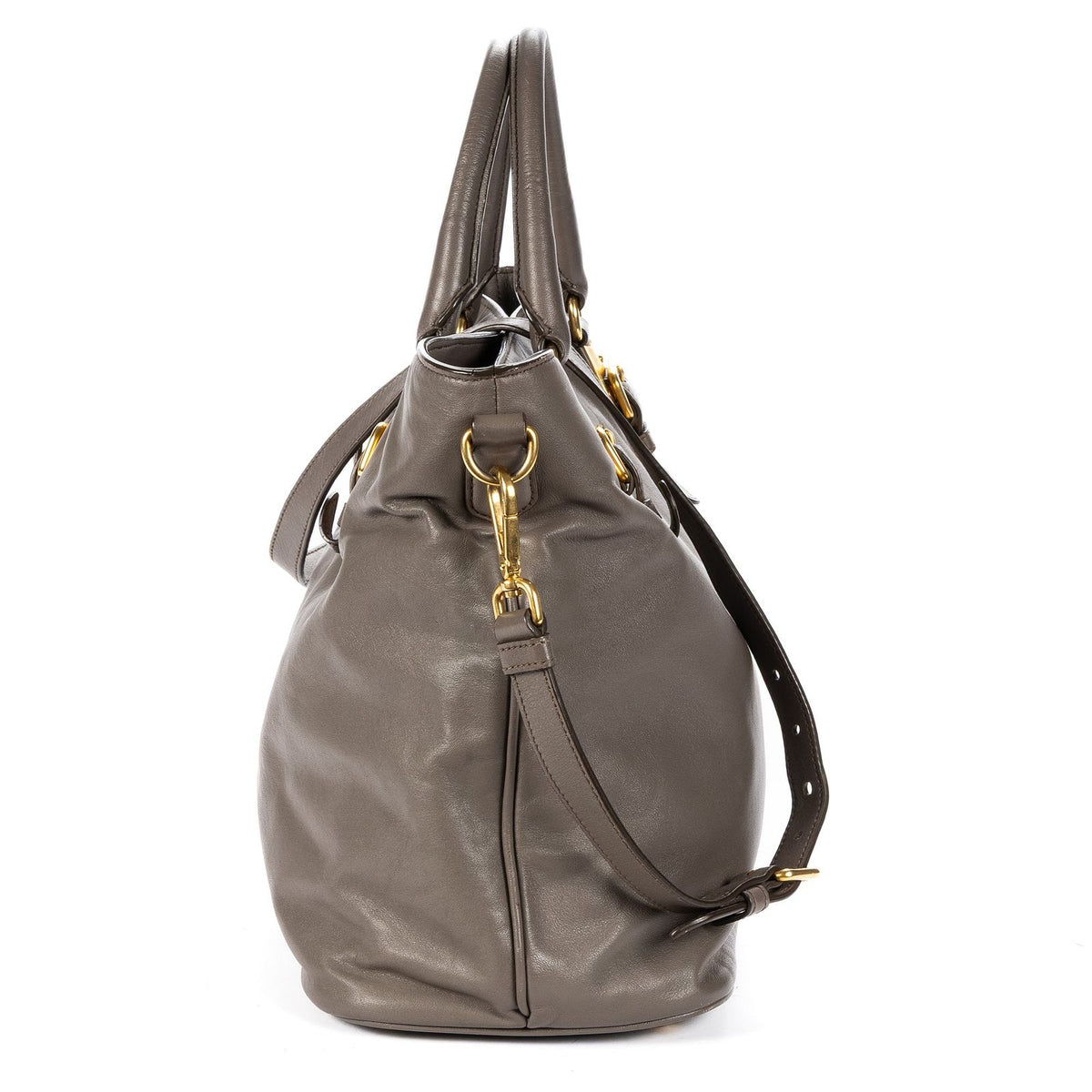 Prada Soft Tote Gray Smooth Leather — view 4