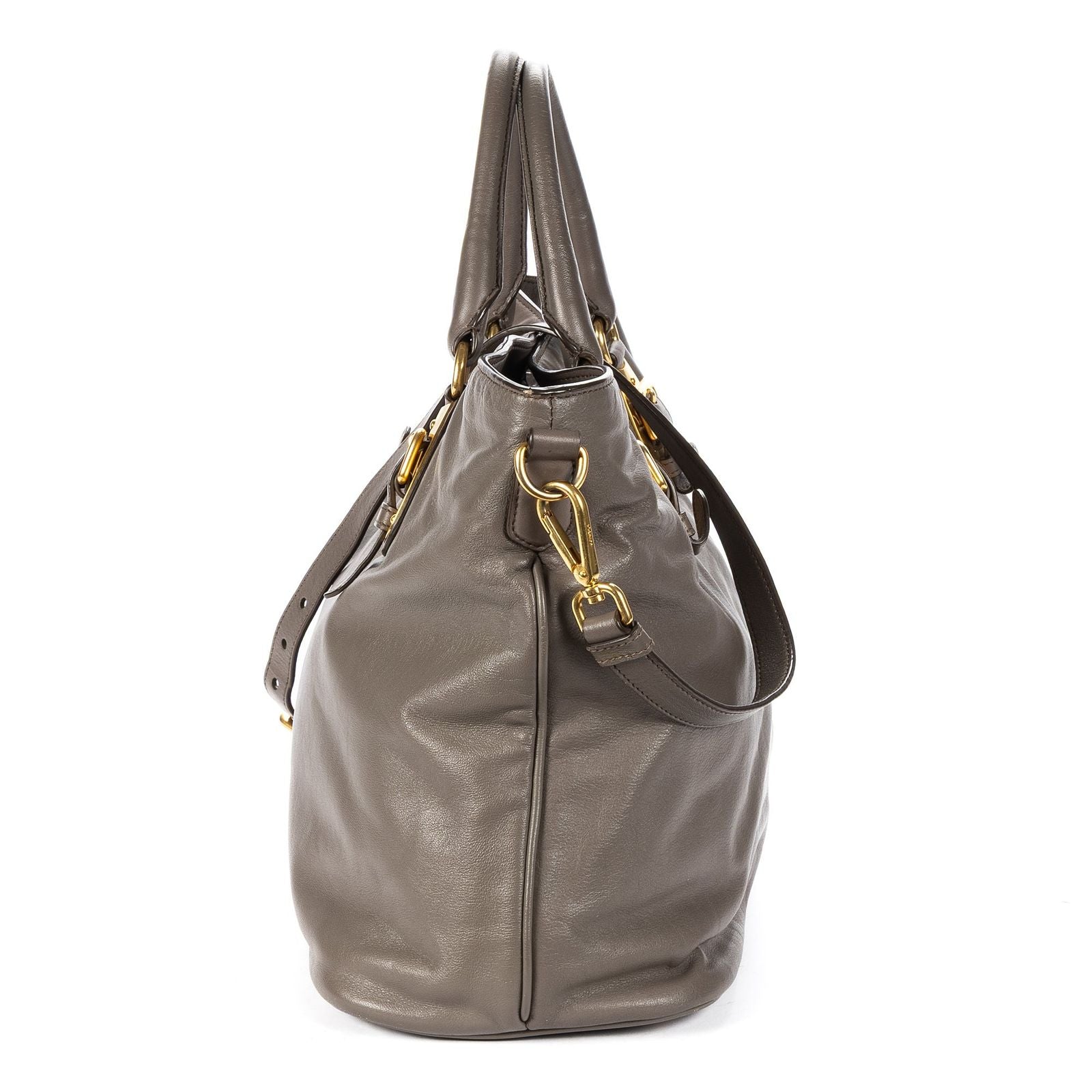 Prada Soft Tote Gray Smooth Leather — view 3