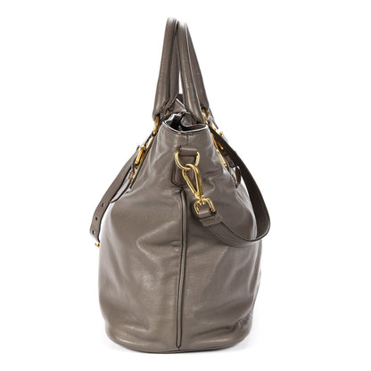 Prada Soft Tote Gray Smooth Leather — view 3