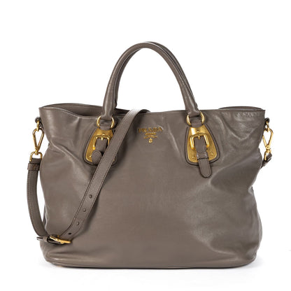 Prada Soft Tote Gray Smooth Leather