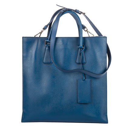 Prada GG Tote Blue Saffiano Lux Leather