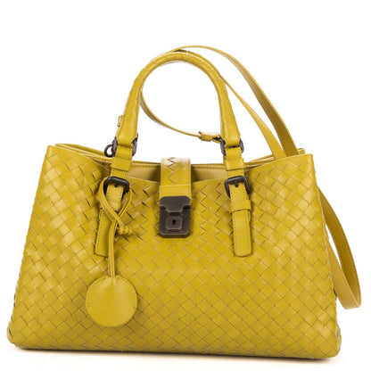 Bottega Veneta Small Rome Bag Green Intrecciato Leather