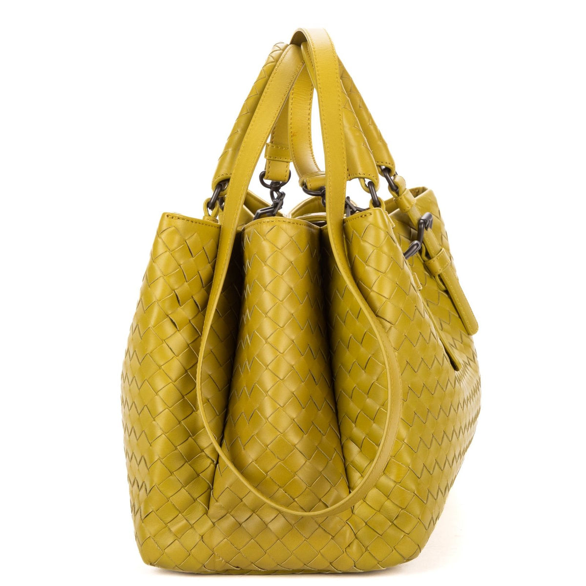 Bottega Veneta Small Rome Bag Green Intrecciato Leather — view 3