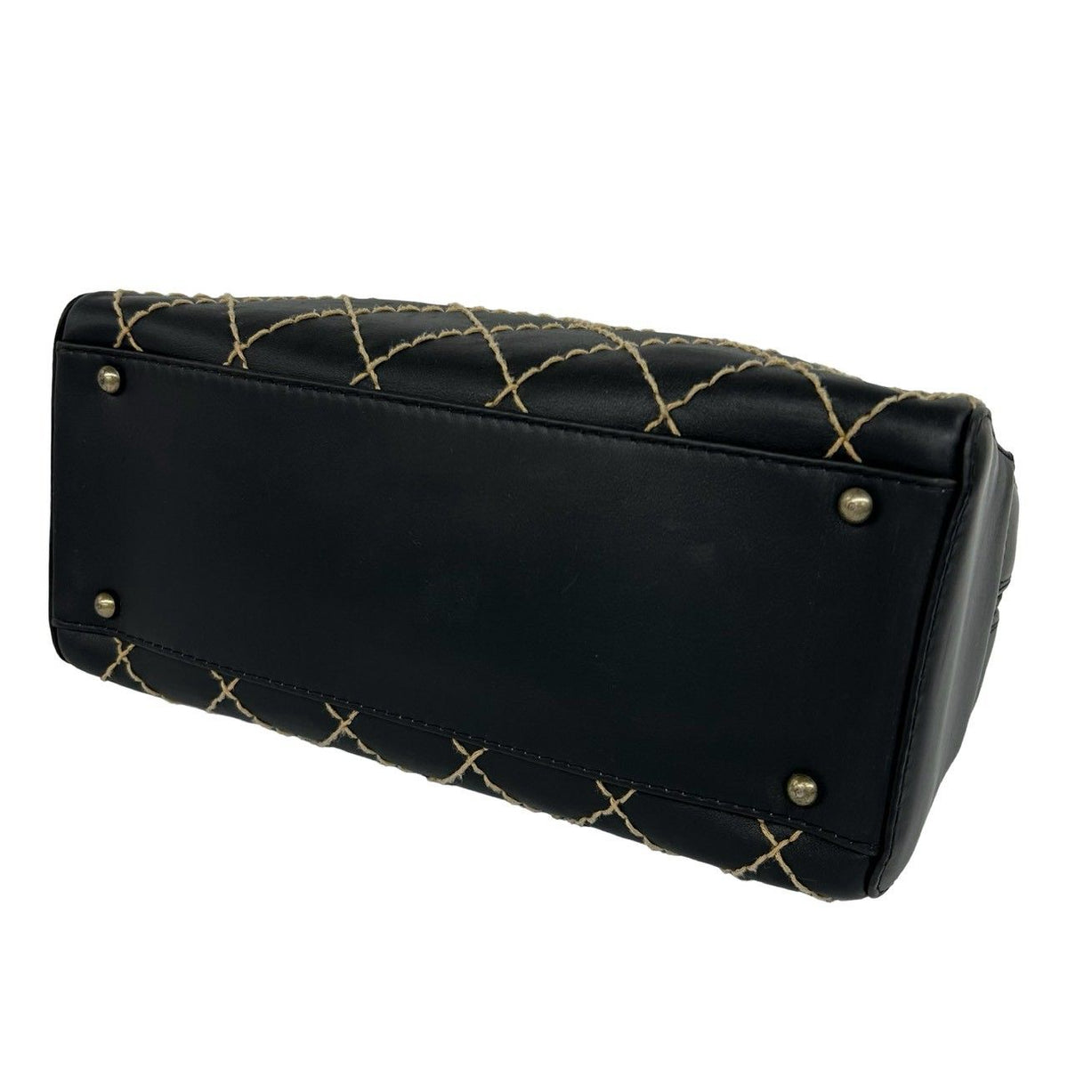 Chanel CC Logo Wild Stitch Leather Mini Boston Bag Black — view 8