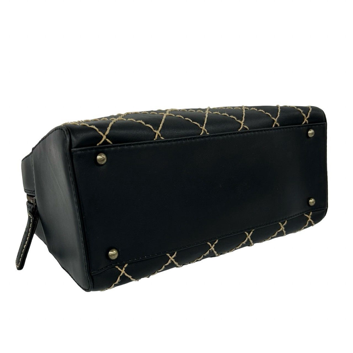 Chanel CC Logo Wild Stitch Leather Mini Boston Bag Black — view 7