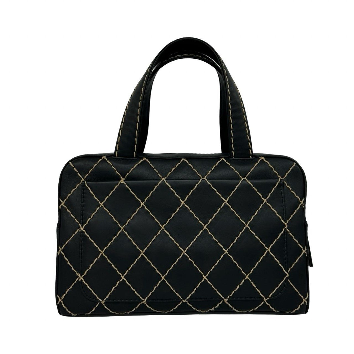 Chanel CC Logo Wild Stitch Leather Mini Boston Bag Black — view 3
