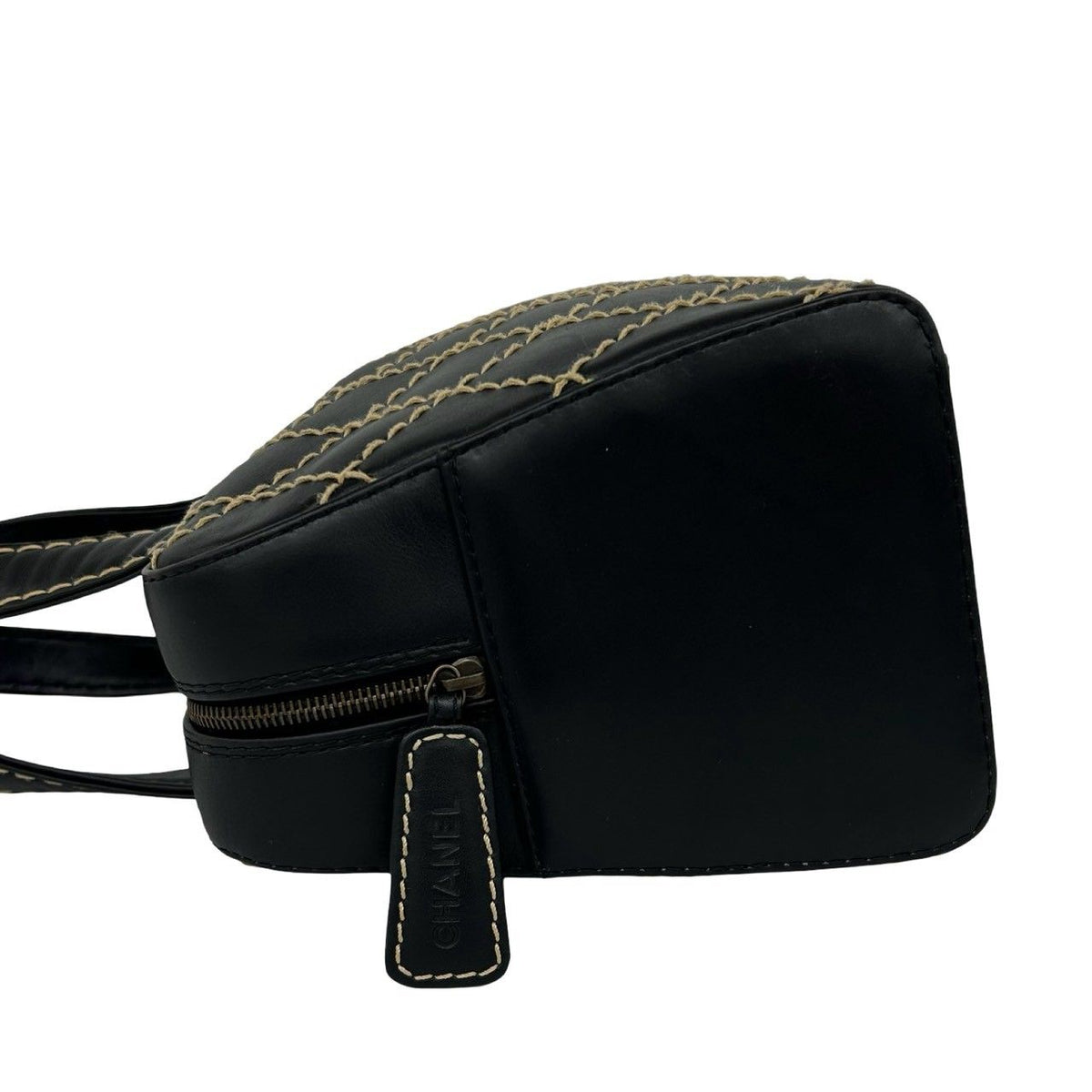 Chanel CC Logo Wild Stitch Leather Mini Boston Bag Black — view 5