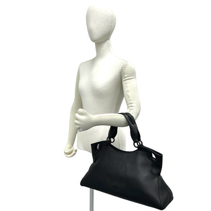 Cartier Marcello Perforated Logo Leather Tote Mini Boston Bag Black — view 2
