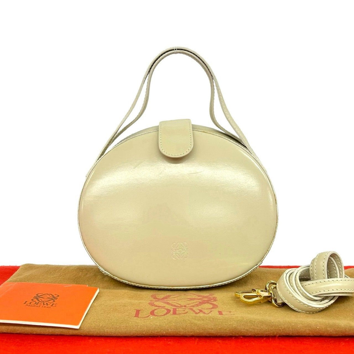 Loewe Vintage Anagram Leather 2-Way Mini Shoulder Bag Ivory