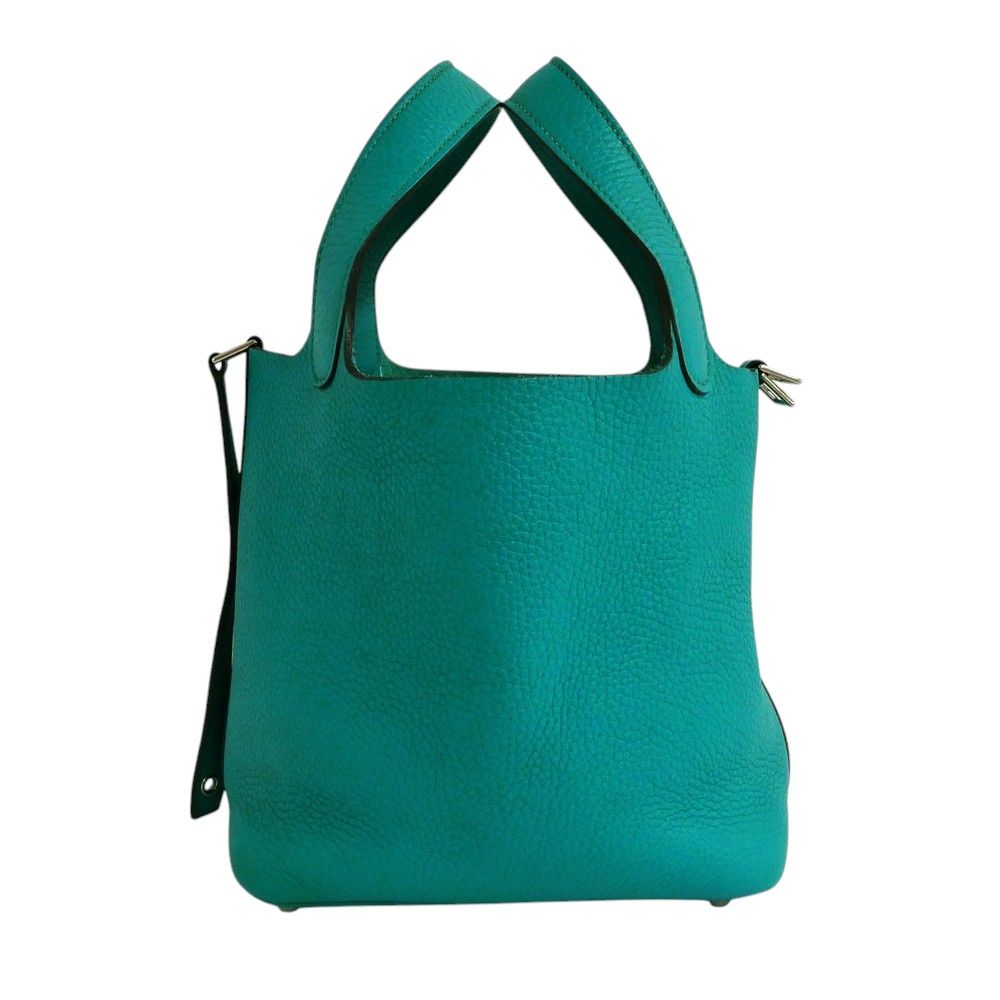 Hermes Picotin 18 PM Blue Paon Silver Taurillon Clemence Green Handbag