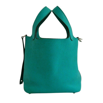 Hermes Picotin 18 PM Blue Paon Silver Taurillon Clemence Green Handbag