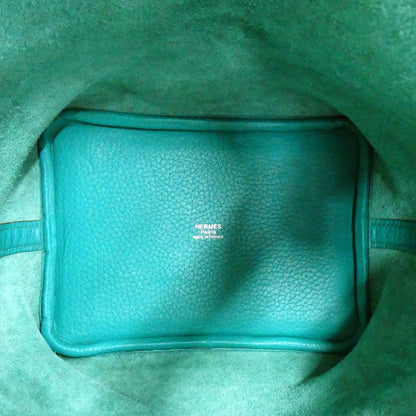 Hermes Picotin 18 PM Blue Paon Silver Taurillon Clemence Green Handbag — view 5