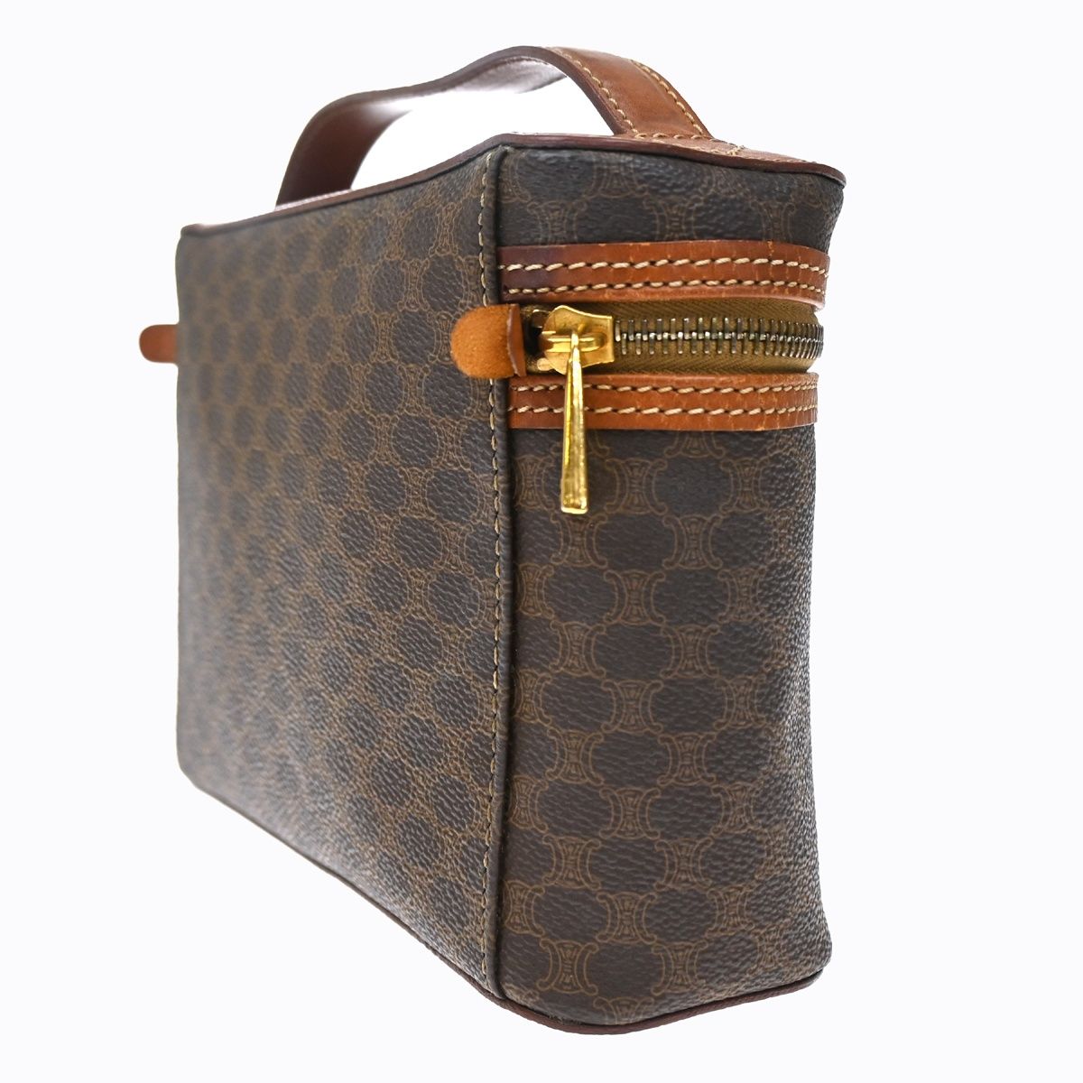 Celine Macadam Vanity Bag Handbag Brown Leather — view 4