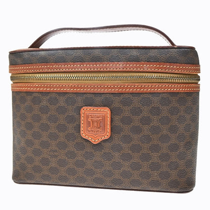 Celine Macadam Vanity Bag Handbag Brown Leather