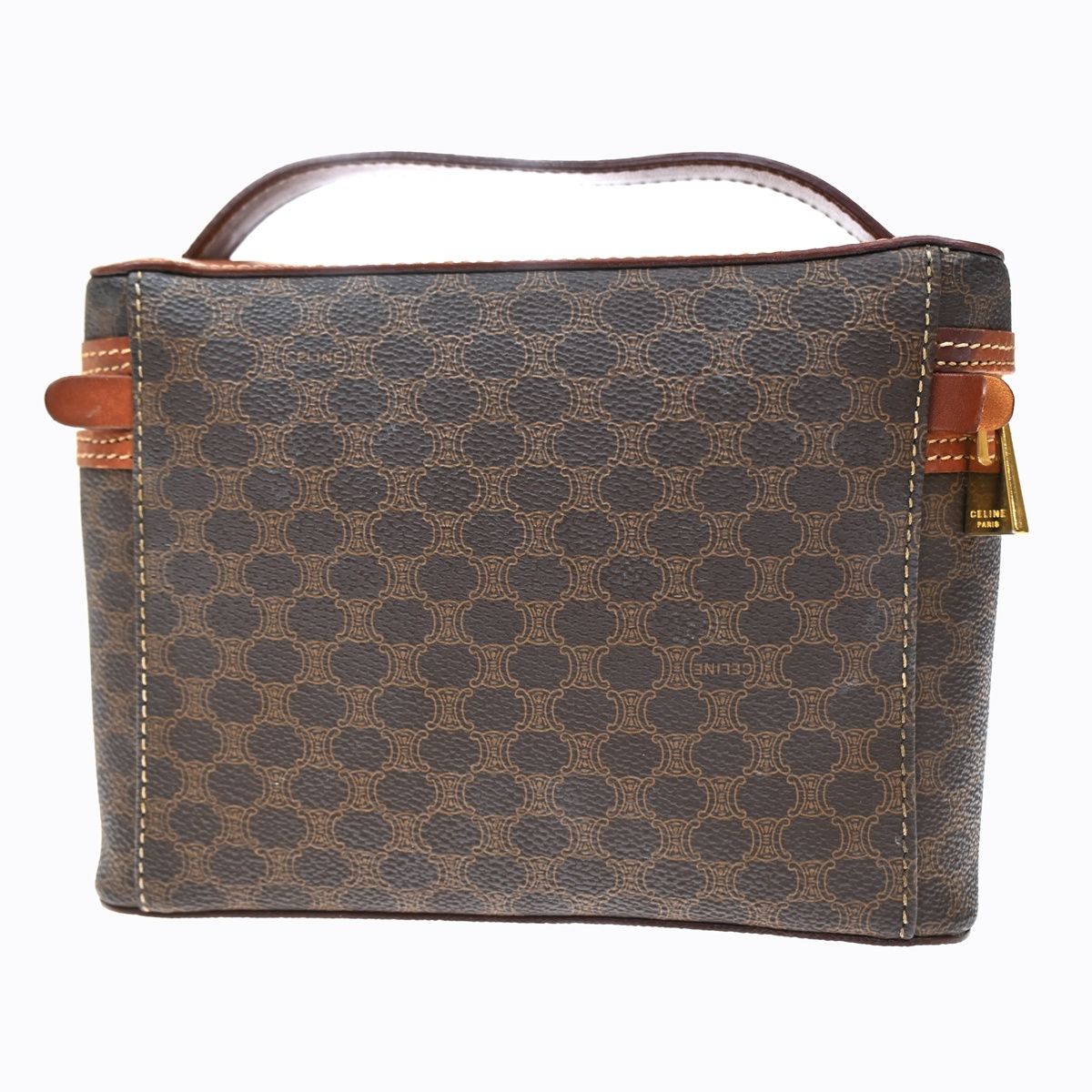 Celine Macadam Vanity Bag Handbag Brown Leather — view 3