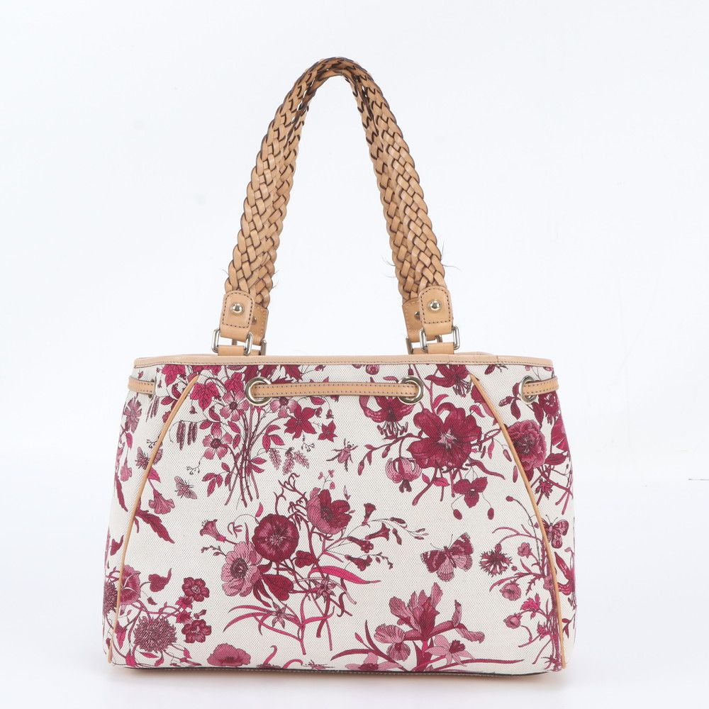 Gucci Bamboo Tassel Flower Leather Tote Shoulder — view 3