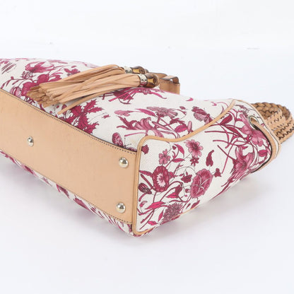 Gucci Bamboo Tassel Flower Leather Tote Shoulder — view 4