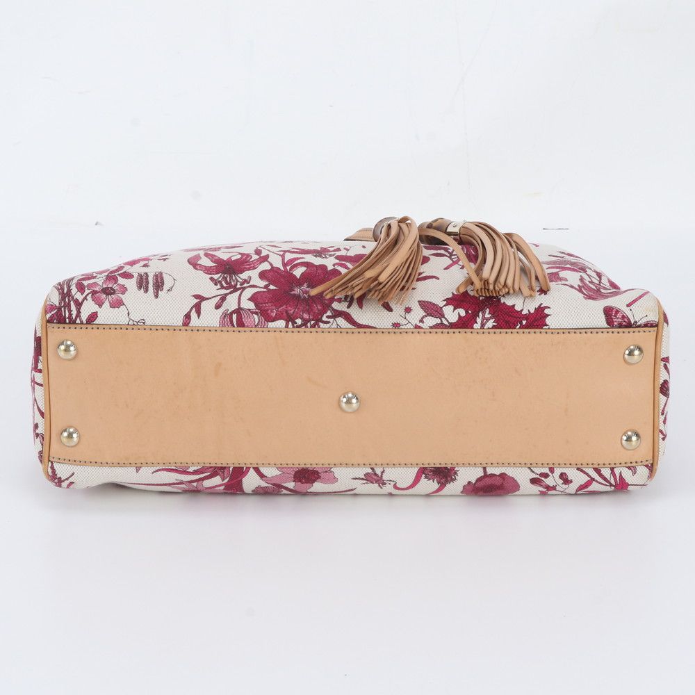 Gucci Bamboo Tassel Flower Leather Tote Shoulder — view 6