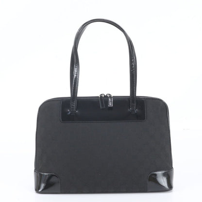 Gucci GG Canvas Leather Tote Shoulder Hand Black
