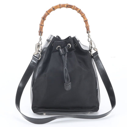 Gucci Vintage Bamboo Leather 2-Way Shoulder Bag Crossbody