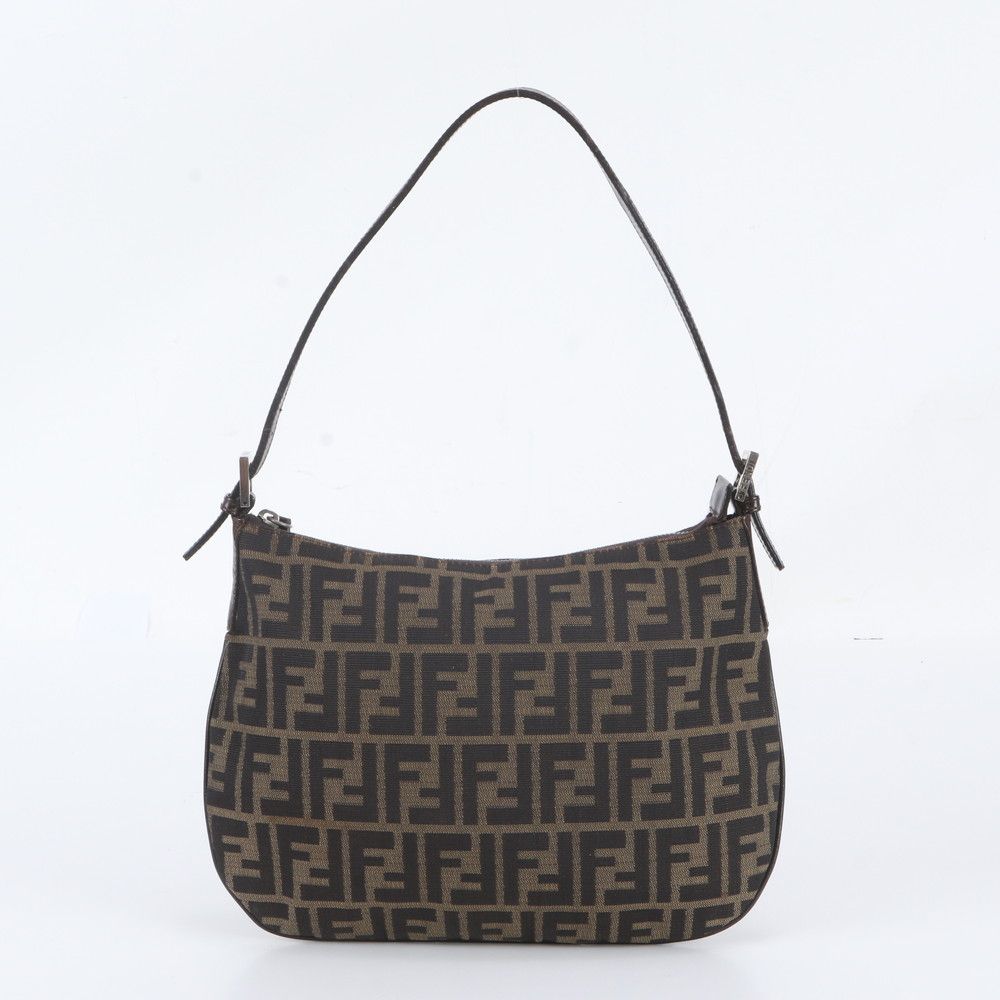 Fendi Zucca Leather Shoulder Bag Tote Hand Brown