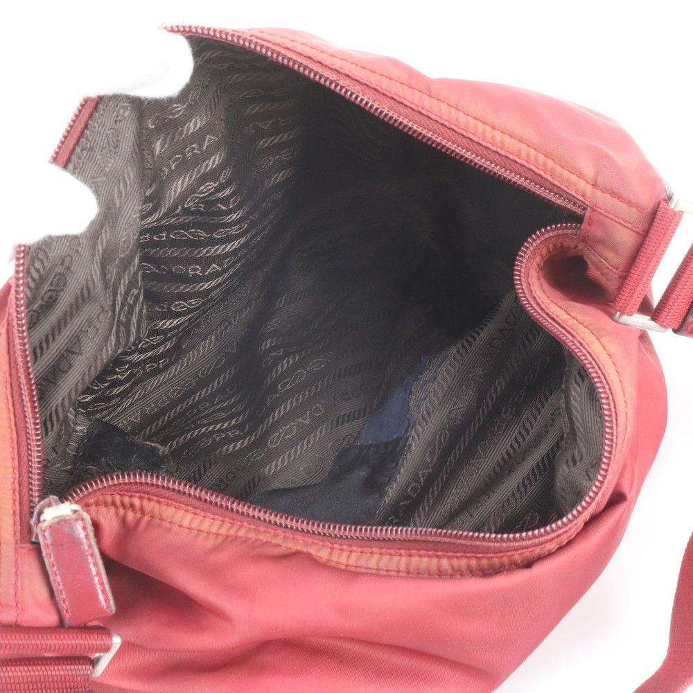 Prada Tessuto Nylon Triangle Logo Leather Shoulder Bag — view 7