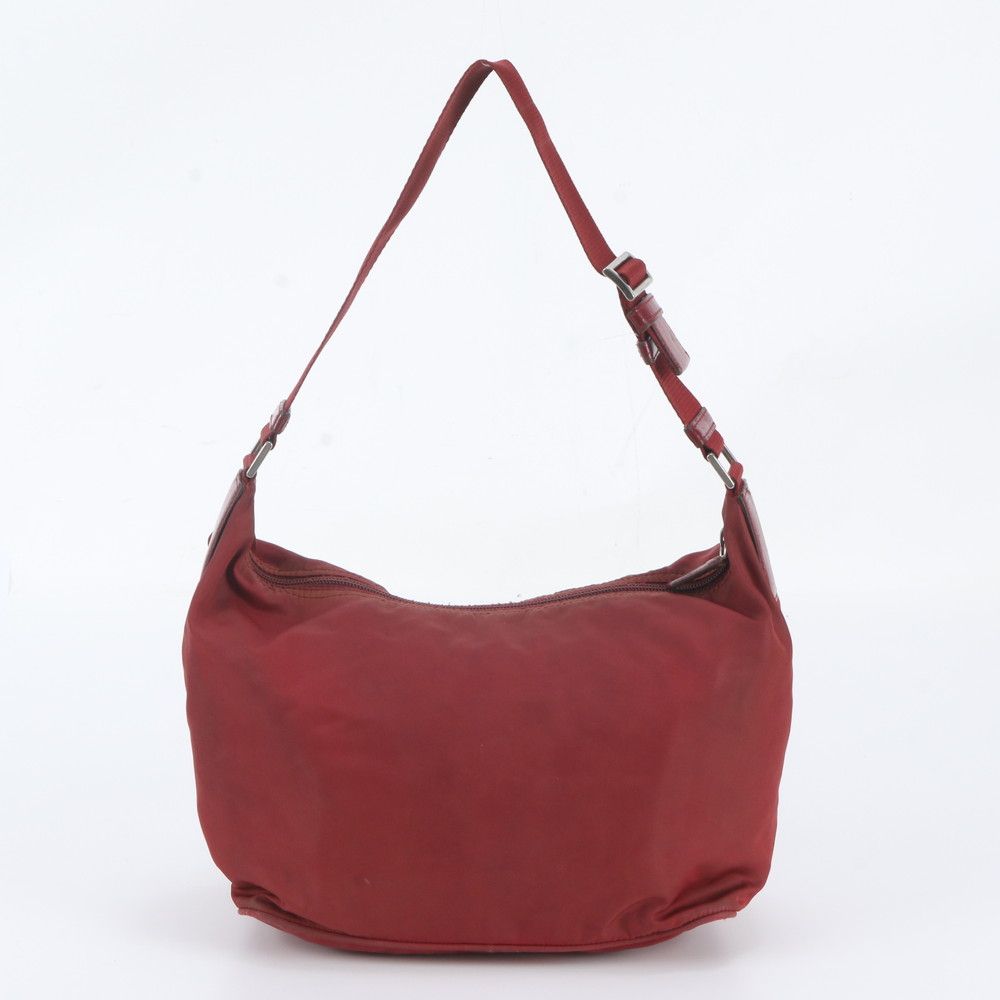 Prada Tessuto Nylon Triangle Logo Leather Shoulder Bag — view 3