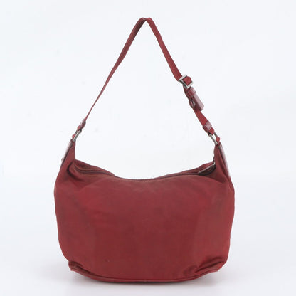 Prada Tessuto Nylon Triangle Logo Leather Shoulder Bag — view 3