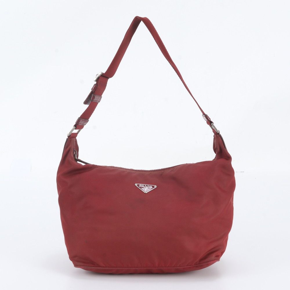 Prada Tessuto Nylon Triangle Logo Leather Shoulder Bag