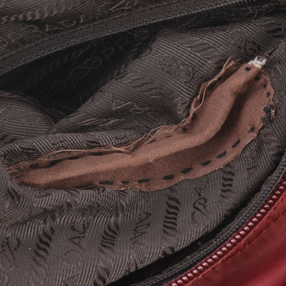 Prada Tessuto Nylon Triangle Logo Leather Shoulder Bag — view 8