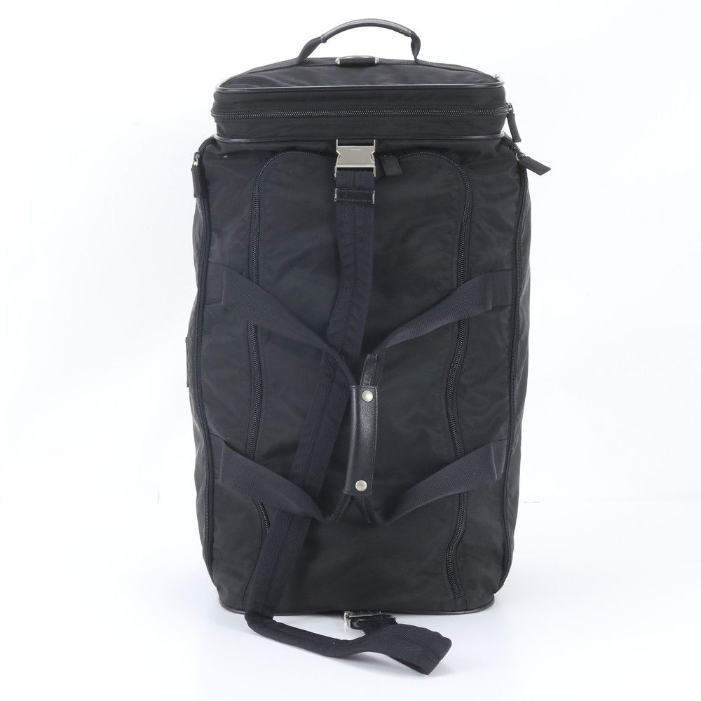Prada Tessuto Nylon Triangle Logo Leather 2-Way Suitcase Travel Bag — view 3
