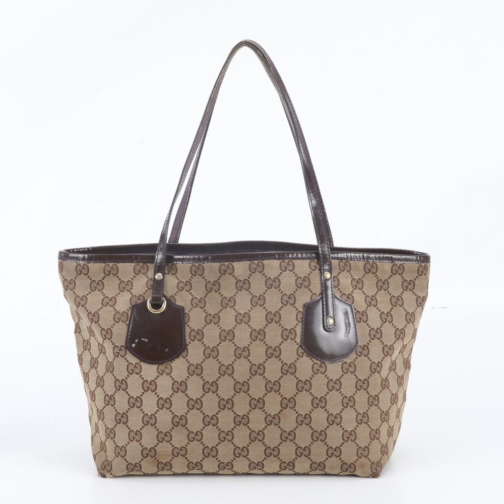 Gucci GG Canvas Jolie Leather Tote Shoulder Hand Brown