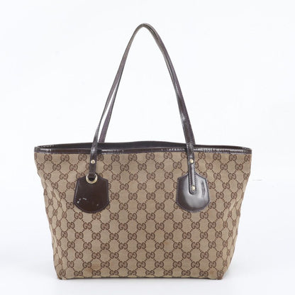 Gucci GG Canvas Jolie Leather Tote Shoulder Hand Brown