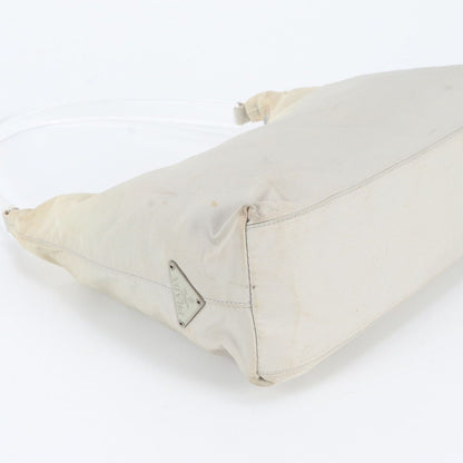 Prada White Tag Tessuto Nylon Triangle Logo Shoulder Bag Clear Handle — view 5