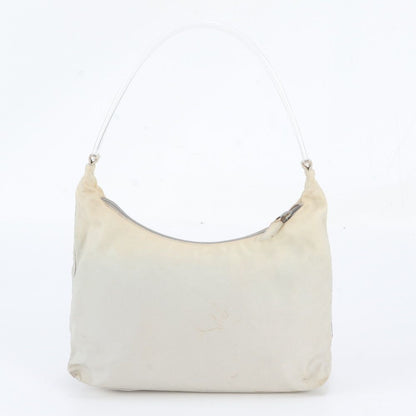 Prada White Tag Tessuto Nylon Triangle Logo Shoulder Bag Clear Handle — view 3