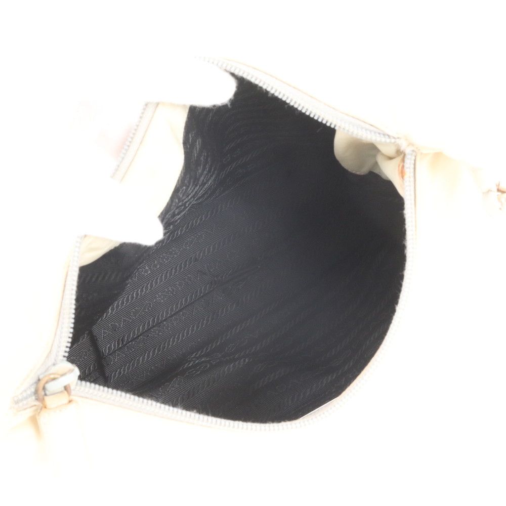 Prada White Tag Tessuto Nylon Triangle Logo Shoulder Bag Clear Handle — view 7