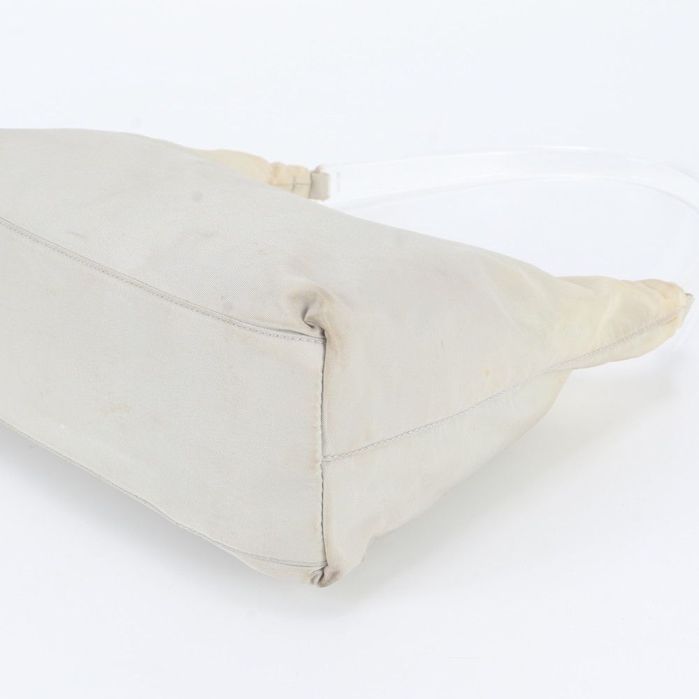 Prada White Tag Tessuto Nylon Triangle Logo Shoulder Bag Clear Handle — view 4