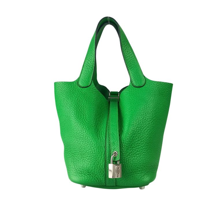 Hermes Handbag Picotin Lock PM Bamboo Taurillon Clemence Silver