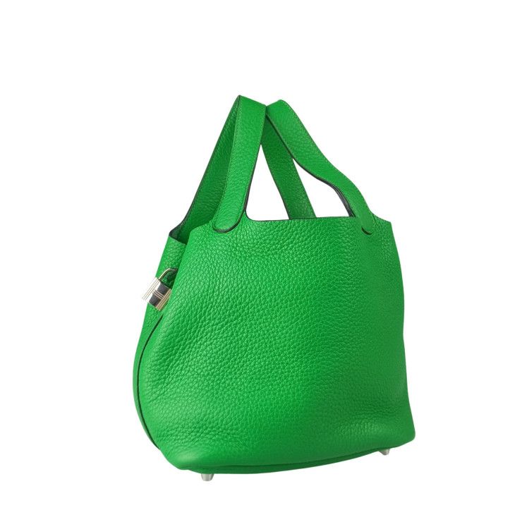 Hermes Handbag Picotin Lock PM Bamboo Taurillon Clemence Silver — view 2
