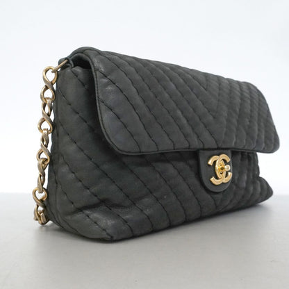 Chanel Shoulder Bag Chevron Sparkle Leather Black Gold — view 2