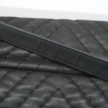 Chanel Shoulder Bag Chevron Sparkle Leather Black Gold — view 8