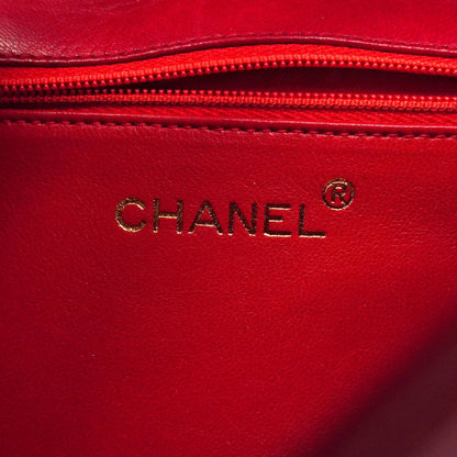 Chanel Shoulder Bag Quilted Lambskin Red Gold — view 5