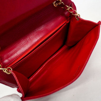 Chanel Shoulder Bag Quilted Lambskin Red Gold — view 4