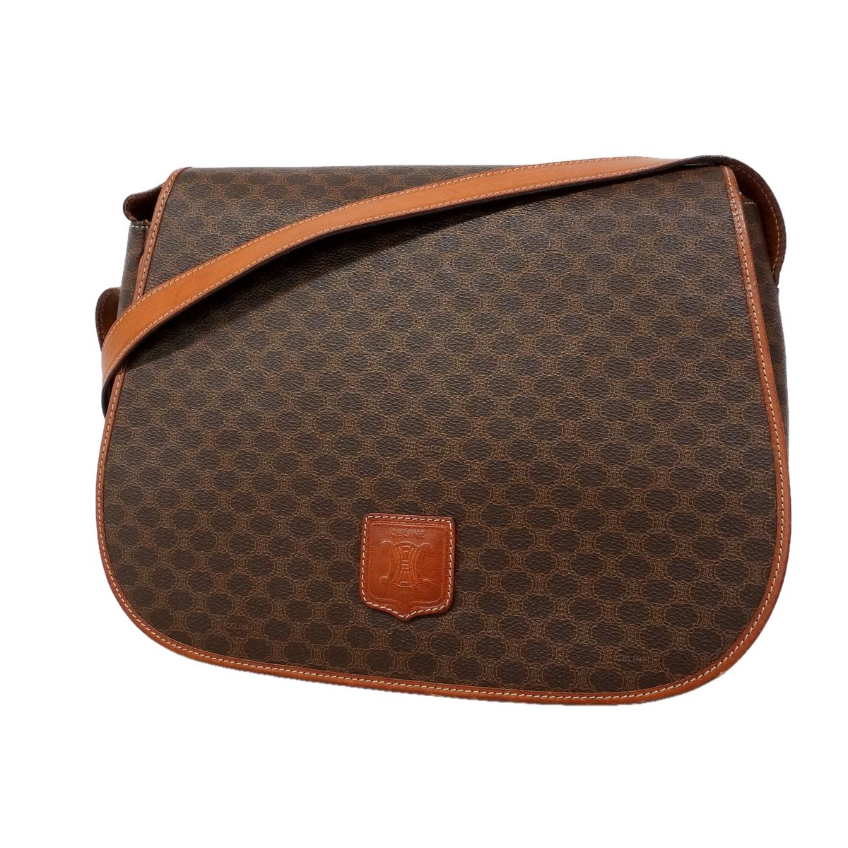 Celine Shoulder Bag Macadam Brown Gold