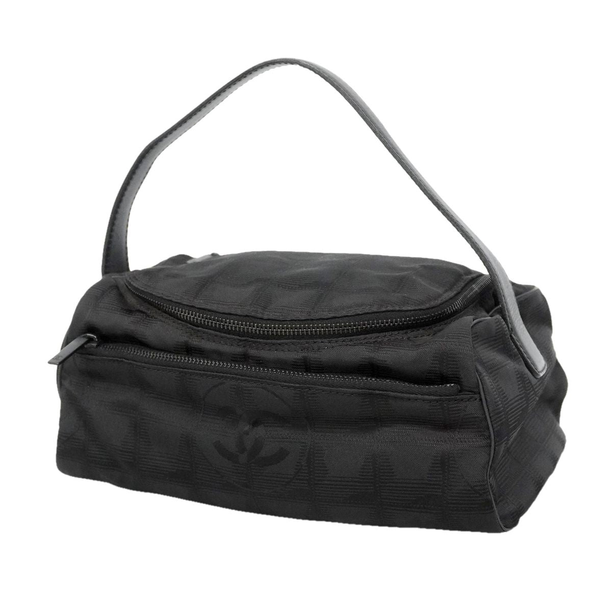Chanel Vanity Bag New Travel Nylon Black Silver
